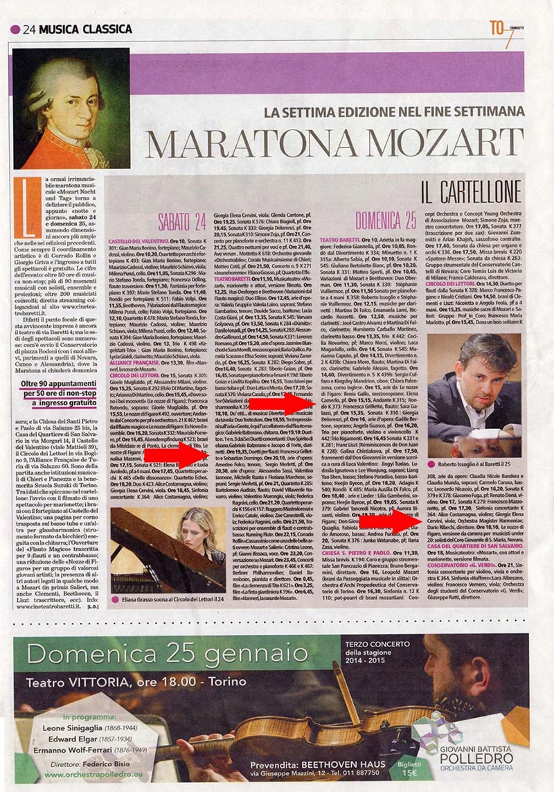 Maratona dedicata a Mozarth